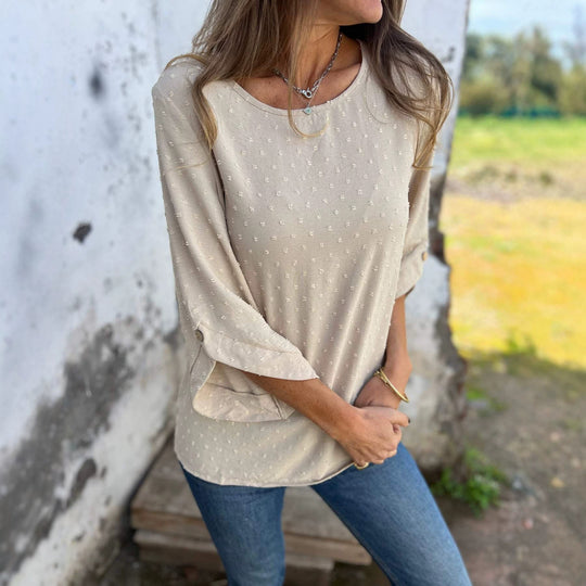 Damen Bluse mit Strukturpunktmuster und dreiviertel Ärmel Nord Taschen