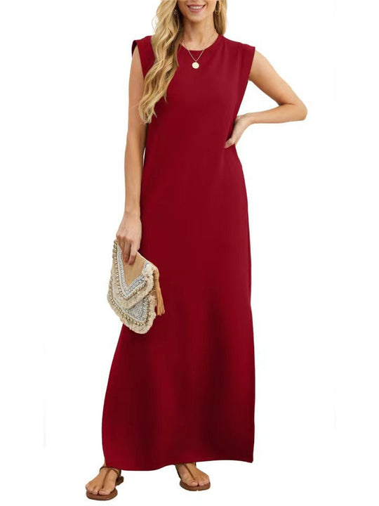 Damen Maxikleid mit modernen Schulterdetails und fließendem Schnitt