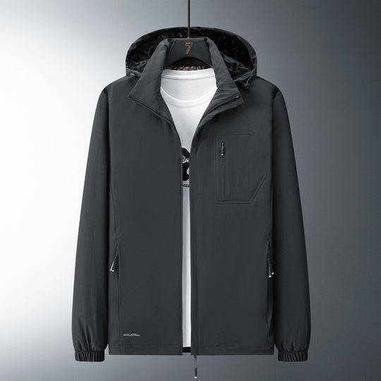 Herren Urban-minimalistische Softshell-Kapuzenjacke mit verdeckten Reißverschlüssen und elastischem Saum Nord Taschen