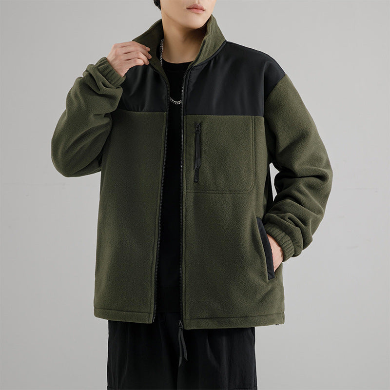 Herren Fleecejacke mit verstärktem Schulterpaneel, Stehkragen und Brustreißverschluss Nord Taschen