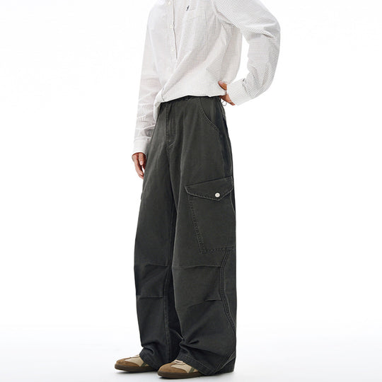 Herren Weite Canvas-Cargohose im Baggy-Schnitt mit extra weitem Bein, Knieabnähern und aufgesetzter Seitentasche Nord Taschen
