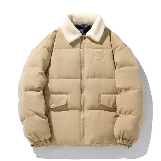 Unisex Wattierte Cord-Optik-Steppjacke mit Teddykragen und aufgesetzten Pattentaschen Nord Taschen