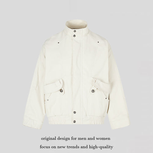 Damen Leichte Oversize-Fieldjacke mit Stehkragen, Druckknopfleiste und aufgesetzten Klappentaschen Nord Taschen
