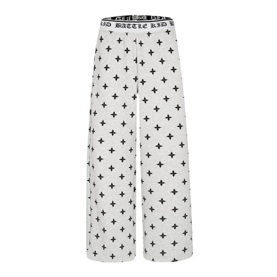 Damen Extraweite Komfort-Loungehose im Palazzo-Schnitt mit bedrucktem Elastikbund und Allover-Ornamentprint Nord Taschen