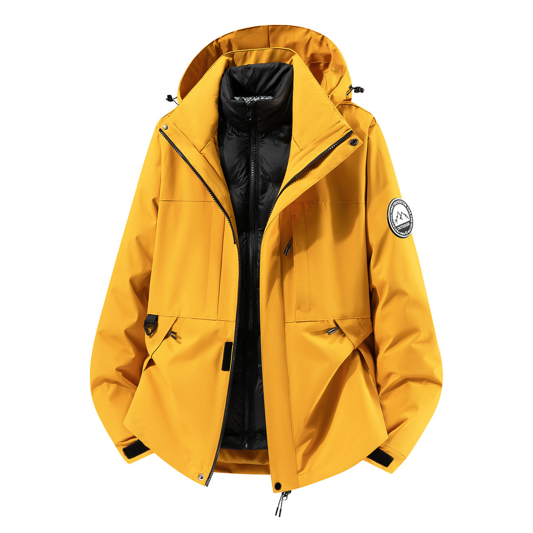 Herren zweilagiger Hardshell-Parka mit abnehmbarer Steppweste und technischer Kapuze Nord Taschen