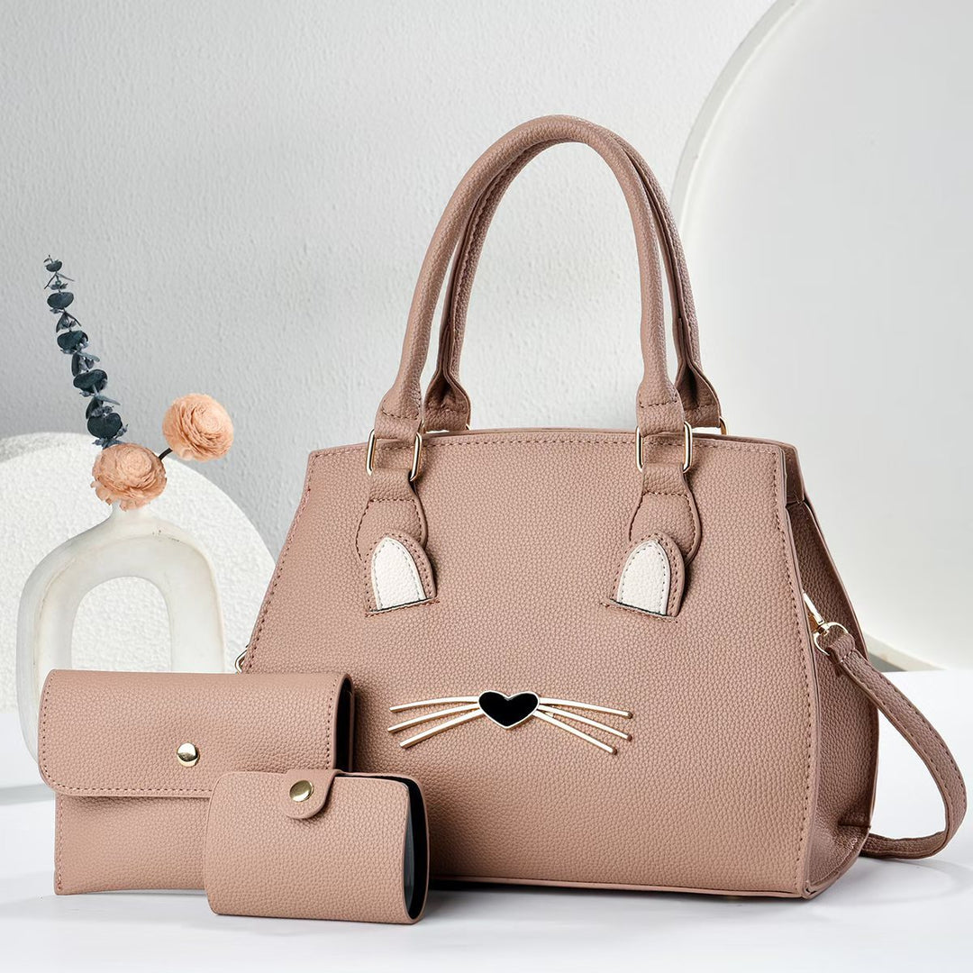 Damen Handtasche im verspielten Katzen-Design mit abnehmbarer Geldbörse Nord Taschen