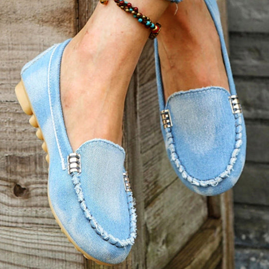 Damen Mokassin-Pantoletten mit schickem Metallic-Detail und weichem Obermaterial