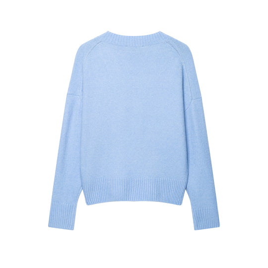 Damen Weicher V‑Ausschnitt Strickpullover im Oversize‑Cropped‑Look mit breitem Rippbund Nord Taschen