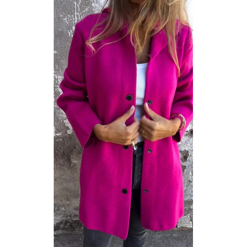 Damen Midilanger Oversize-Mantel aus Wollmix mit klarer Knopfleiste und minimalistischem Revers Nord Taschen