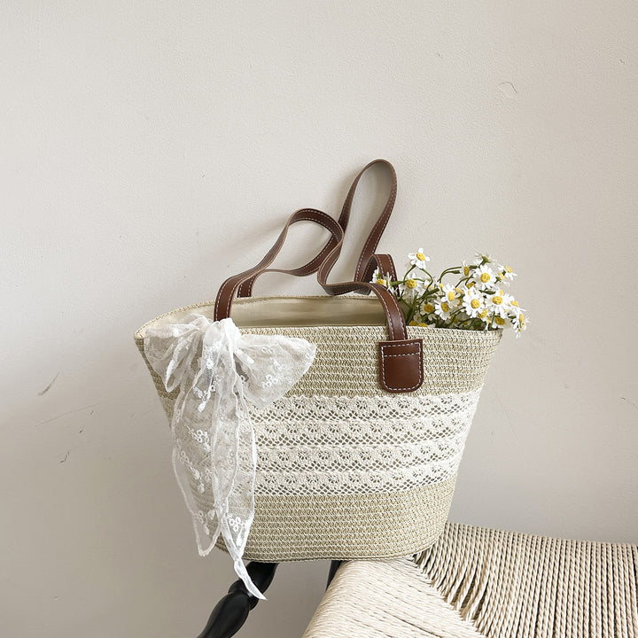 Damen Strandtasche mit niedlichem Spitzendetail und robusten Trageriemen Nord Taschen