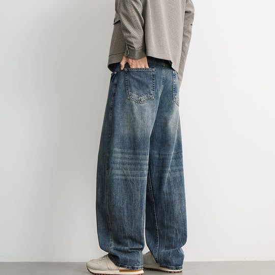 Herren weite Balloon-Jeans mit extra weitem Bein, tiefem Schritt und authentischer Used-Waschung Nord Taschen