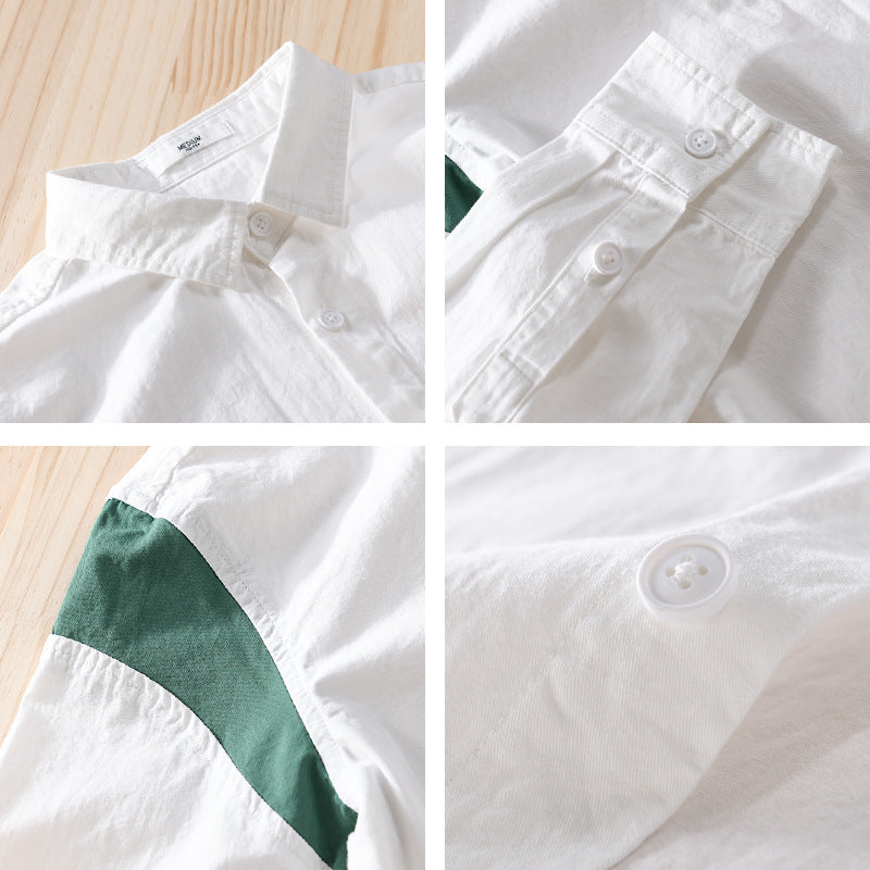 Herren Leichtes Baumwoll-Layering-Hemd mit Kontrastschulterpaneel und innenliegendem T-Shirt Nord Taschen