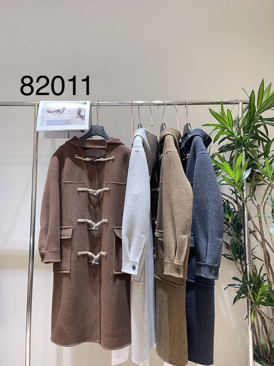 Damen Woll-Dufflecoat mit Knebelverschlüssen und Oversize-Schnitt Nord Taschen