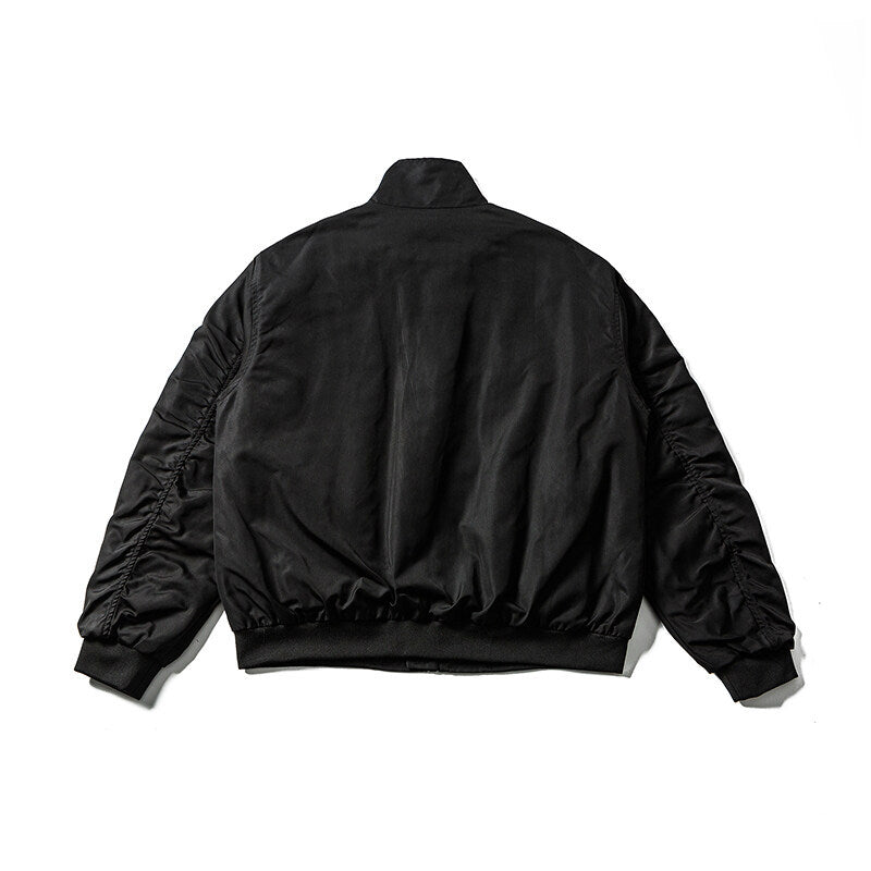 Herren Leichte Bomberjacke im minimalistischen Satin-Look mit Stehkragen und elastischem Saum Nord Taschen