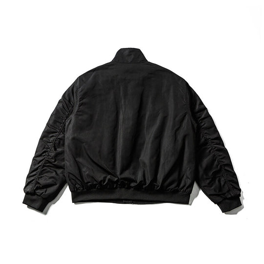 Herren Leichte Bomberjacke im minimalistischen Satin-Look mit Stehkragen und elastischem Saum Nord Taschen