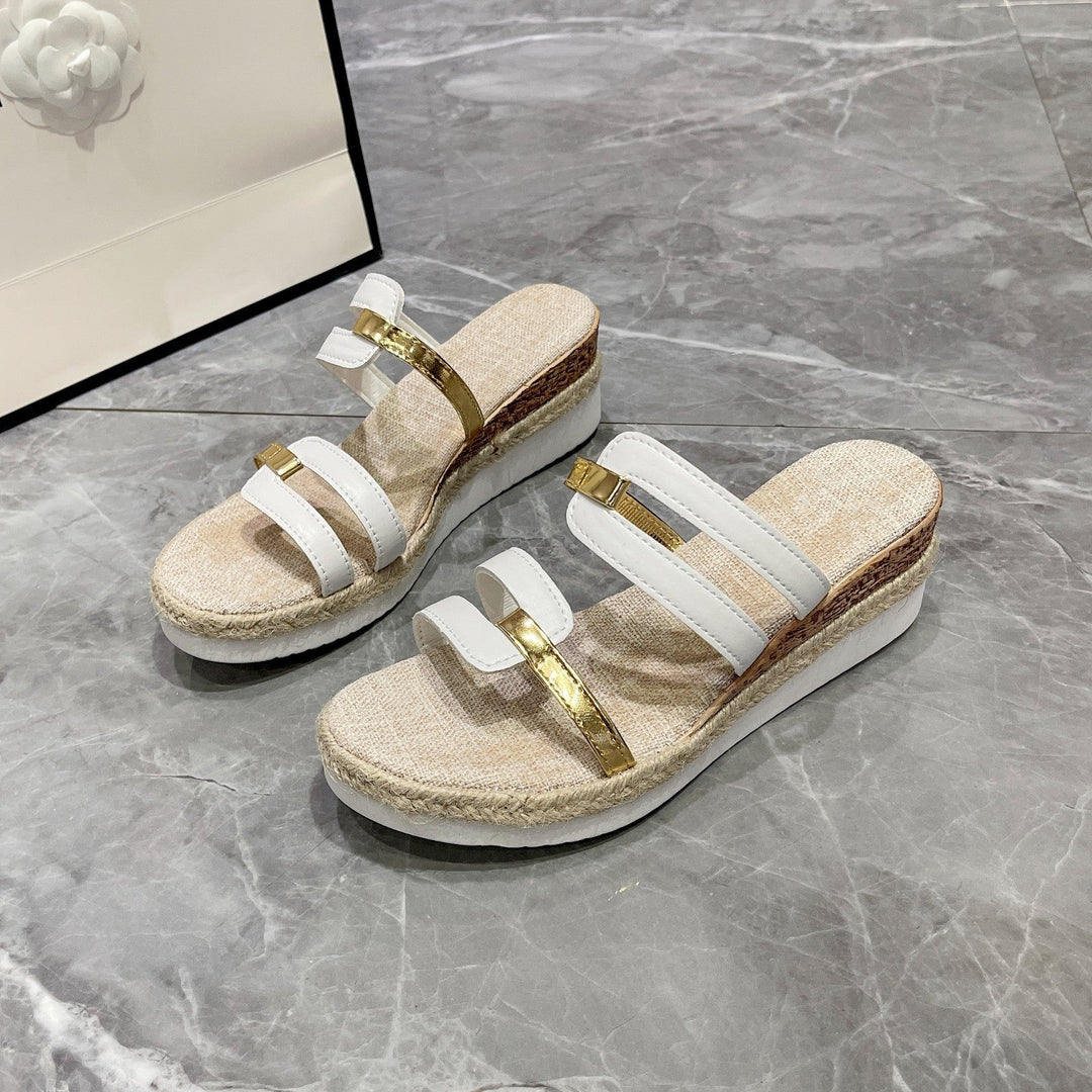 Damen Wedge-Sandalen mit eleganten Riemen und verstellbarem Schnallenverschluss Nord Taschen
