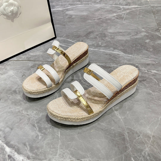 Damen Wedge-Sandalen mit eleganten Riemen und verstellbarem Schnallenverschluss Nord Taschen