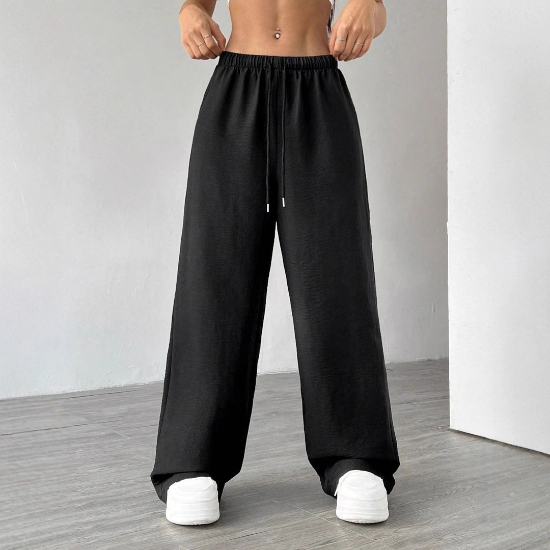 Damen Weite Lounge-Hose mit hohem Elastikbund und Kordelzug Nord Taschen
