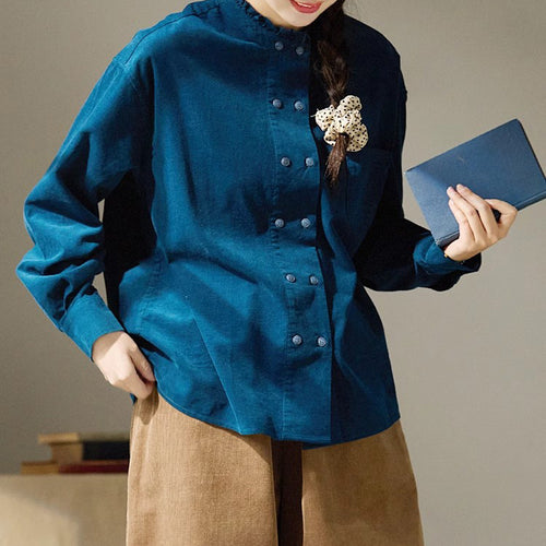 Damen Lässige Bluse mit Rüschensaum Nord Taschen