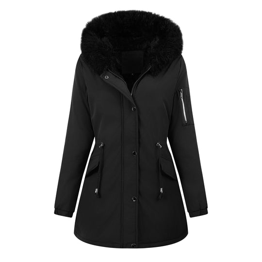 Damen Thermo-Parka mit Sherpa-Innenfutter, Kunstfellkapuze und tailliertem Kordelzug Nord Taschen