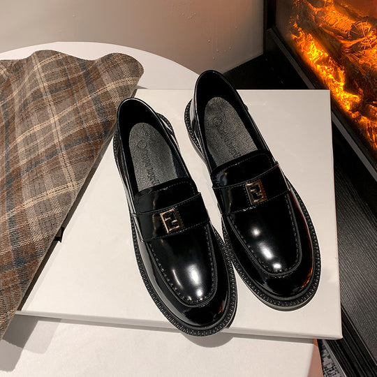 Damen Patent-Loafer im Penny-Design mit sculpted Blockabsatz Nord Taschen