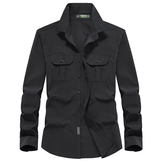 Herren Leichtes Utility-Overshirt aus Baumwollmix mit Brustklappen und entspannter Passform Nord Taschen