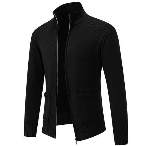 Herren Feinstrick-Zipjacke mit Stehkragen und aufgesetzten Taschen Nord Taschen