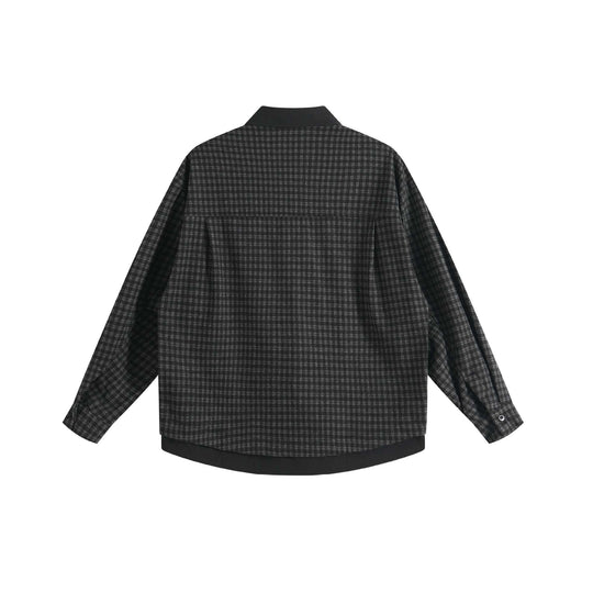 Damen Oversize Hemdjacke im Layering-Look mit Karomuster Nord Taschen