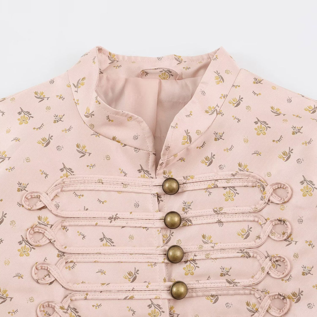 Damen Kurzblouson im romantischen Militärstil mit Blumenjacquard und dekorativen Kordelschließen Nord Taschen