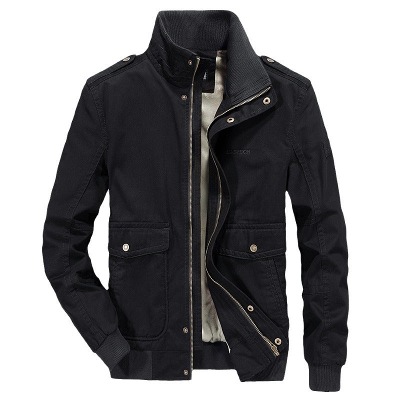 Herren robuste Canvas‑Field‑Bomberjacke mit Stehkragen, Schulterklappen und Mehrfach‑Taschen Nord Taschen