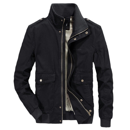 Herren robuste Canvas‑Field‑Bomberjacke mit Stehkragen, Schulterklappen und Mehrfach‑Taschen Nord Taschen