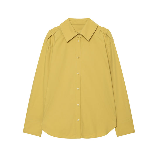 Damen Oversize‑Hemdbluse mit breitem Kentkragen und Schulterklappen Nord Taschen
