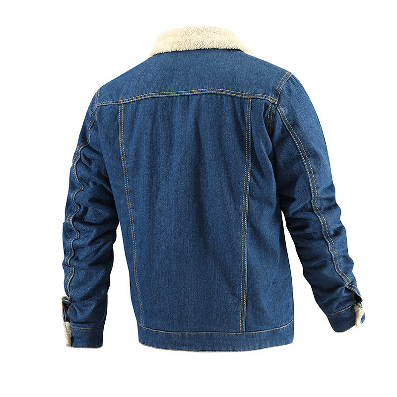 Herren Denimjacke mit Teddyfutter im Used-Look und Knopfleiste Nord Taschen