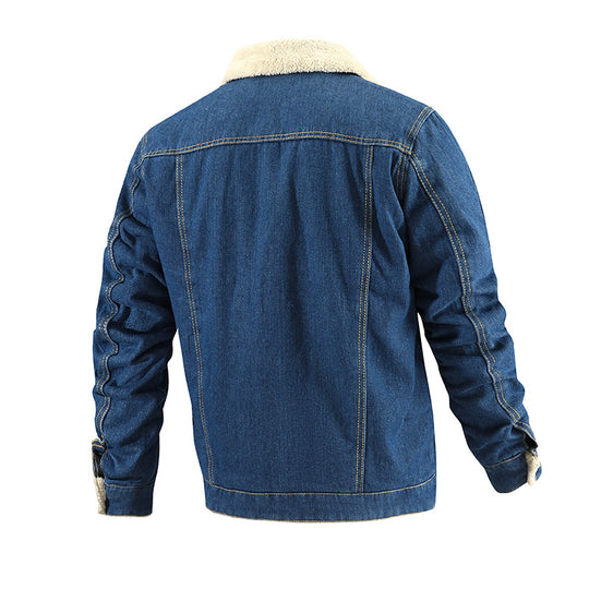 Herren Denimjacke mit Teddyfutter im Used-Look und Knopfleiste Nord Taschen