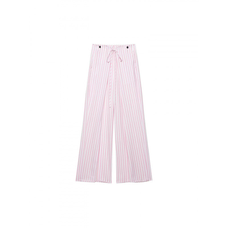Damen Weite High‑Waist Palazzohose mit Tunnelzug und feinem Streifenmuster Nord Taschen