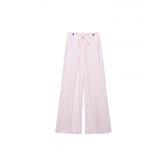 Damen Weite High‑Waist Palazzohose mit Tunnelzug und feinem Streifenmuster Nord Taschen