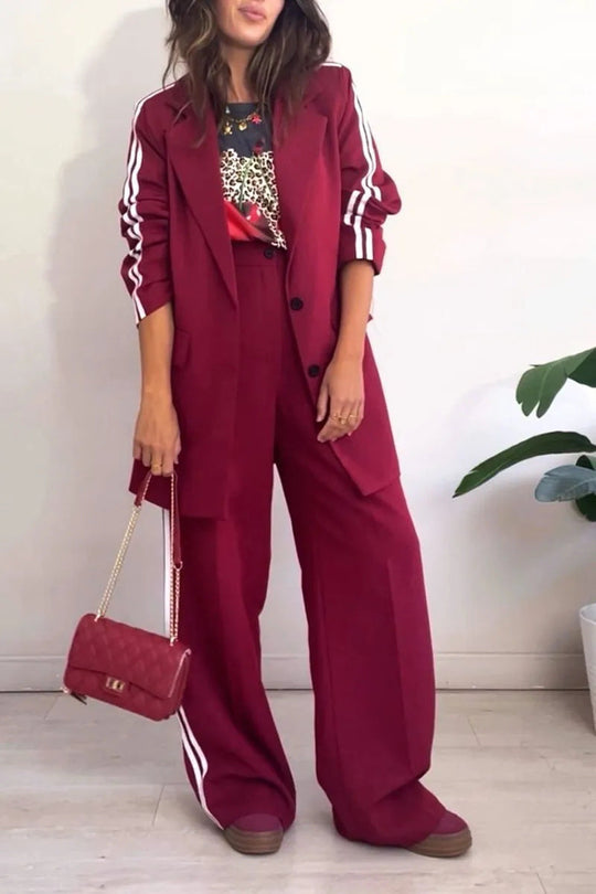 Damen elegantes Blazer-Set mit sportlichen Akzenten und weitem Schnitt Nord Taschen