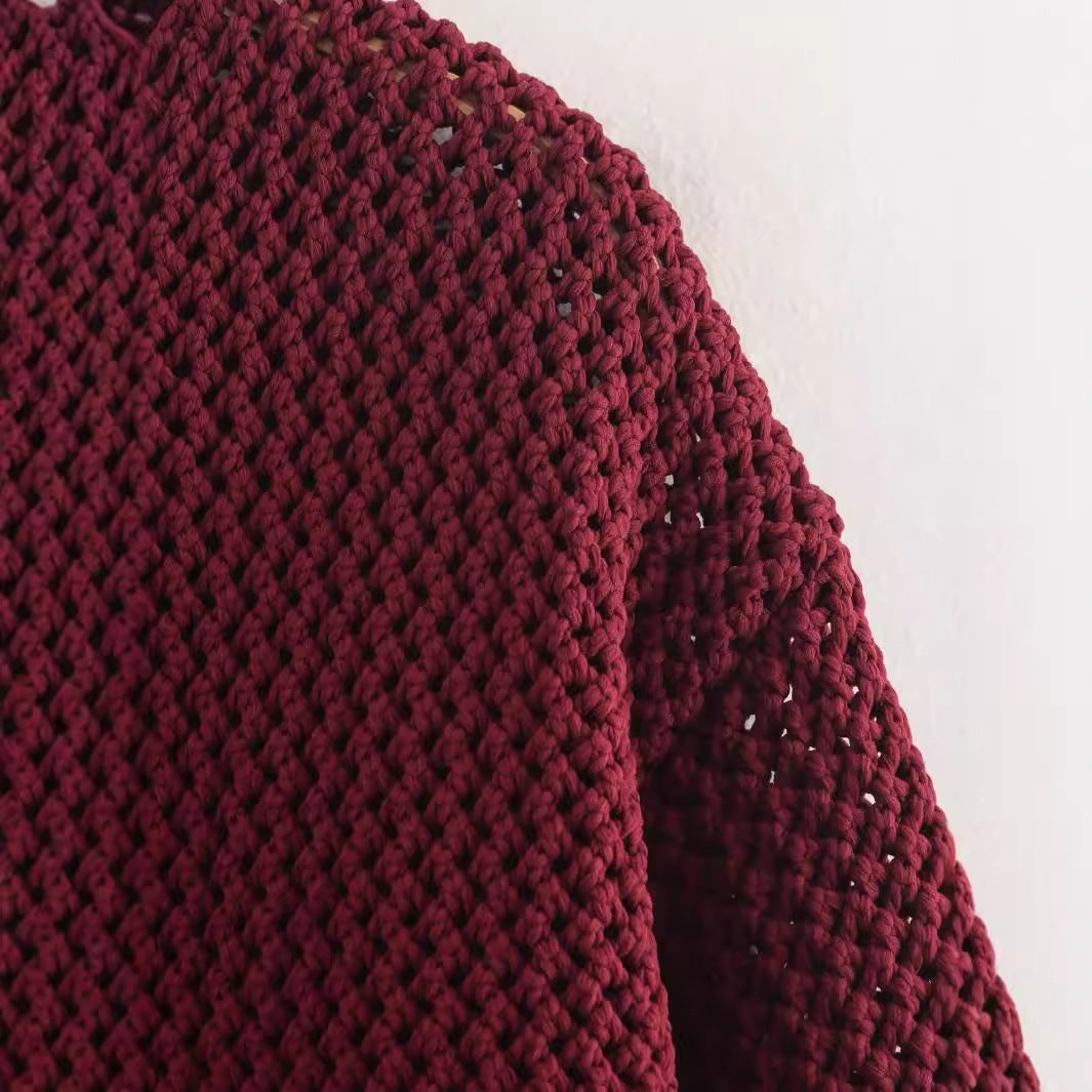 Damen Kurzgeschnittene strukturierte Strickjacke mit goldfarbenen Zierknöpfen und aufgesetzten Taschen Nord Taschen