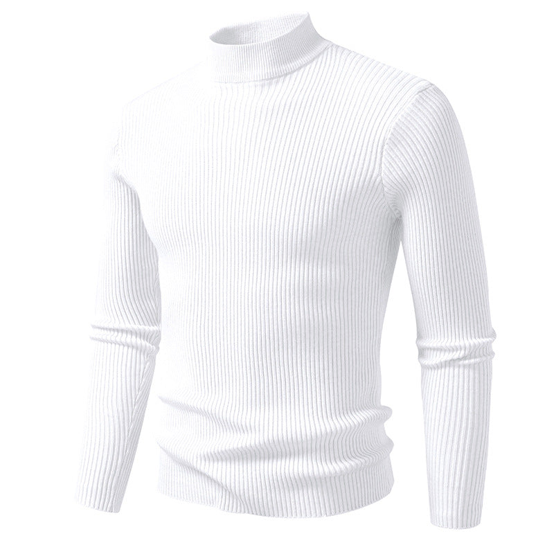 Herren Rippstrick-Mockneck-Pullover schmaler Schnitt thermischer Feinstrick Nord Taschen
