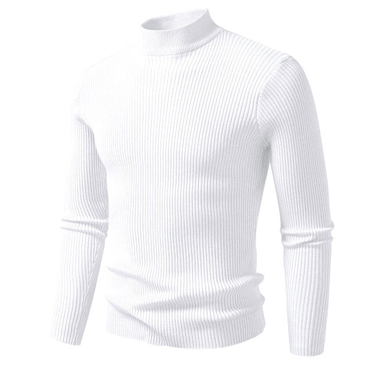 Herren Rippstrick-Mockneck-Pullover schmaler Schnitt thermischer Feinstrick Nord Taschen