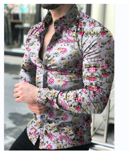 Herren figurbetontes Langarmhemd mit feinem Ornamentmuster und stretch Baumwollmischung Nord Taschen