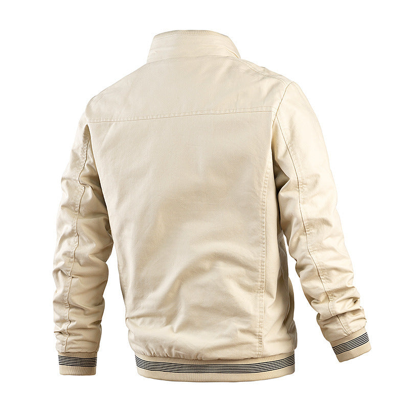 Herren Leichter Canvas-Bomber mit gestreiften Rippbündchen und Stehkragen Nord Taschen