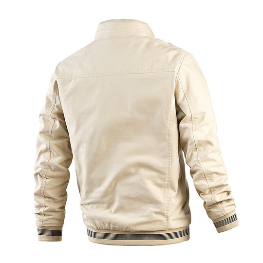Herren Leichter Canvas-Bomber mit gestreiften Rippbündchen und Stehkragen Nord Taschen