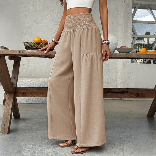 Damen Leichte Culotte-Hose mit elastischem Smokbund, weitem Bein und fließendem Sommerjersey Nord Taschen