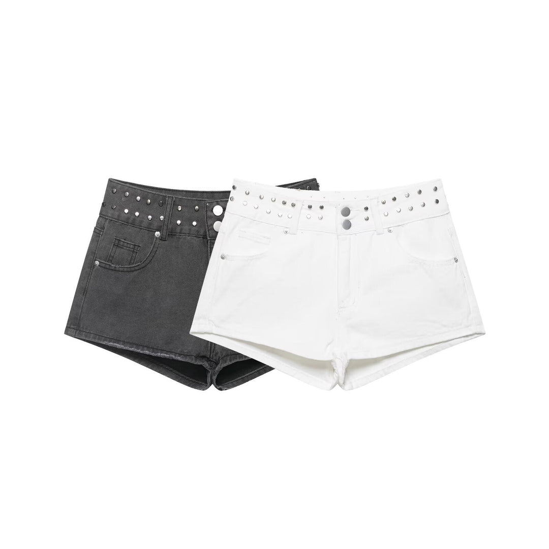 Damen stilvolle Shorts mit metallischen Details und hohem Bund Nord Taschen