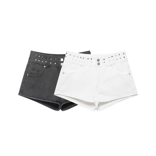 Damen stilvolle Shorts mit metallischen Details und hohem Bund Nord Taschen