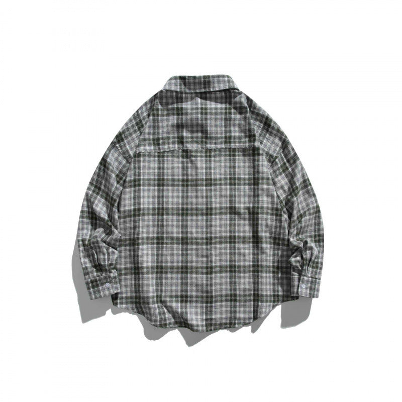 Unisex Oversize Karo‑Hemdjacke im Boxy‑Cut mit Brusttasche und abgerundetem Saum Nord Taschen