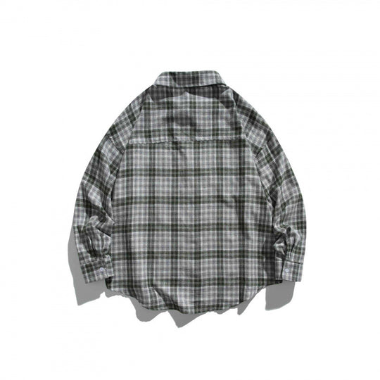 Unisex Oversize Karo‑Hemdjacke im Boxy‑Cut mit Brusttasche und abgerundetem Saum Nord Taschen