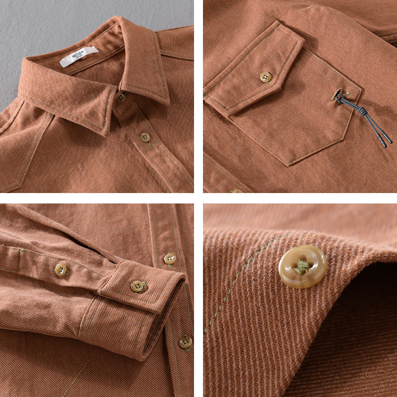 Herren Relaxed-Overshirt aus Baumwoll-Twill mit aufgesetzter Brusttasche Nord Taschen