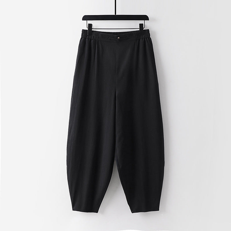 Damen Leichte Leinen-Haremshose mit elastischem Bund und schmal zulaufenden Knöcheln Nord Taschen